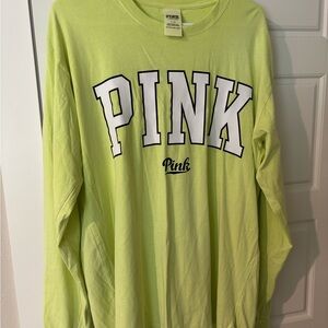 PINK Victoria's Secret Lime Green Long Sleeve Shirt
